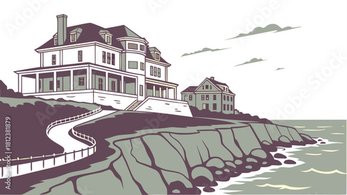Newport Cliff Walk ocean mansions minimal design