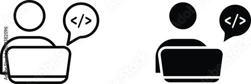 programmer  icon vector graphic illustration  with white background flat hand made icon fill icon .