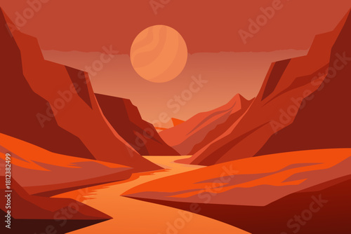 Alien Planet Canyon Background vector illustration