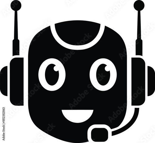 Illustration of friendly chatbot icon, representing ai assistance