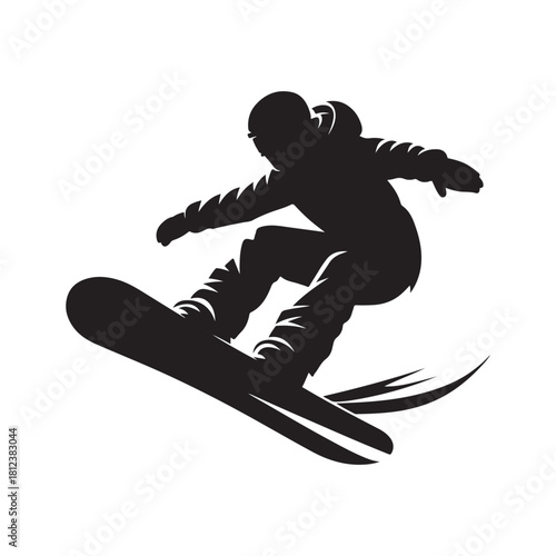 snowboard vector silhouette clip art logo design illustration. abstract snowboard icon set collection