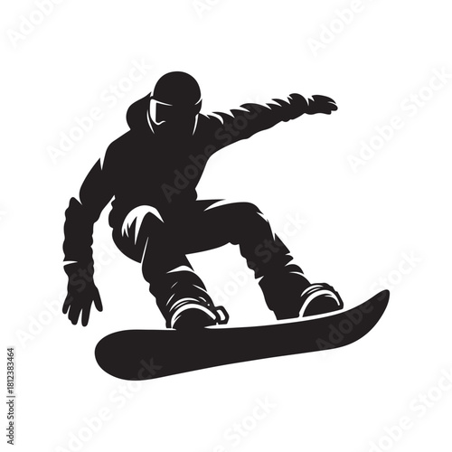 snowboard vector silhouette clip art logo design illustration. abstract snowboard icon set collection