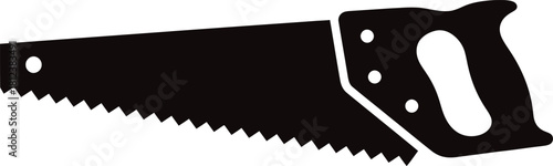 Illustration of black silhouette of a hand saw