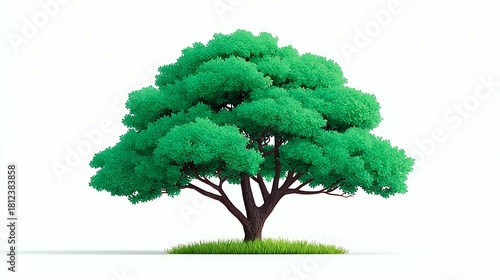 Detailed Botanical Tree Illustration With Shaded Leaves High Resolution Picture