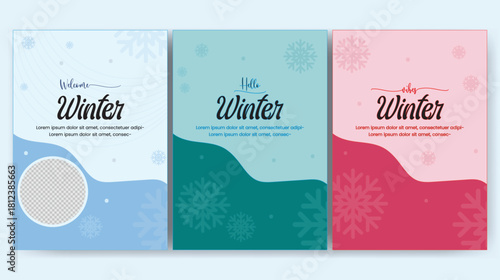 Winter Greeting Cards with Photo Frame Snowflakes welcome