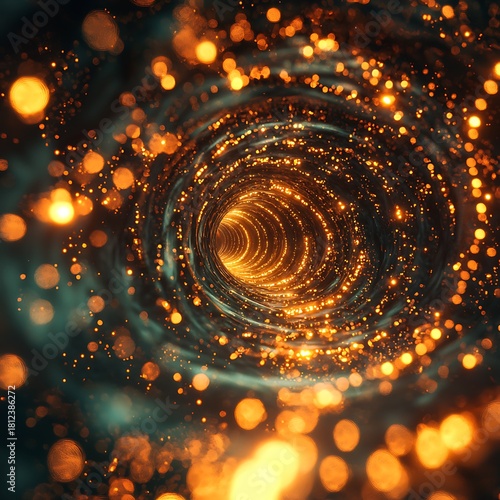 Fiery galactic swirl illuminating deep space tunnel high resolution picture