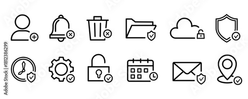 Essential icon set design. Simple combined outline icon design.