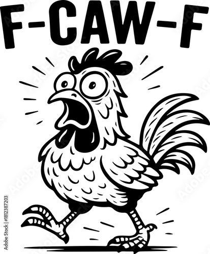 Funny F-Caw-F Chicken Svg, Screaming Rooster Svg,Crazy Hen Svg,Farm Animal Svg