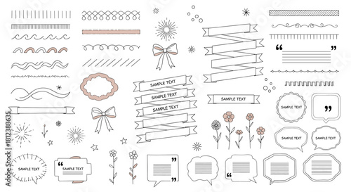 A set of elegant decorative frames and speech bubbles, perfect for adding a touch of sophistication and style to your designs isolated on