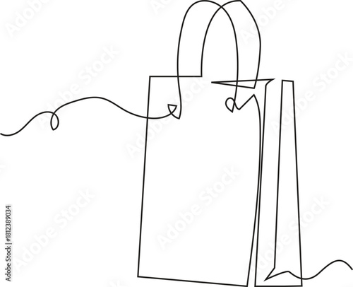 Shopping Bag Continuous One Line Drawing - Retail & Purchase Vector Art
Minimalist Gift Bag Single Line Art - Modern E-commerce and Shopping Icon
One Line Drawing of a Paper Bag - Abstract Retail Symb