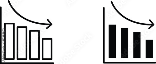 reduction chart  icon vector graphic illustration  with white background flat hand made icon fill icon .