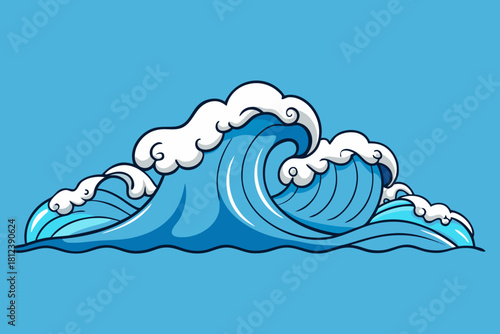 Turbulent Stormy Sea Waves vector illustration