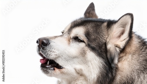 alaskan malamute dog burking isolated on white background