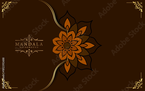 Elegant golden mandala design on a dark gray background intricate floral pattern