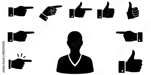 Non-Verbal Communication Action Silhouette Icon Set