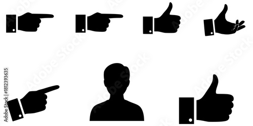 Non-Verbal Communication Action Silhouette Icon Set