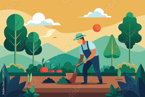 Cartoon Vegetable Garden Patch vector illustration