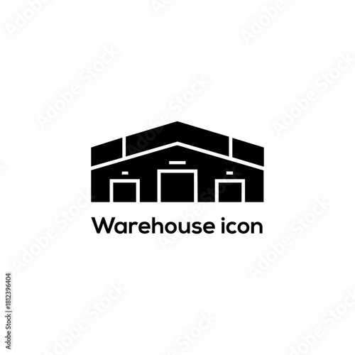 Warehouse Building Icon, Minimal Logistics Storage Facility Symbol for Inventory, Shipping, Distribution, Delivery Apps and Web Design Projects Templates

