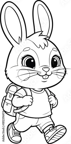 Cute School Bunny with Backpack – Adorable Cartoon Rabbit Illustration