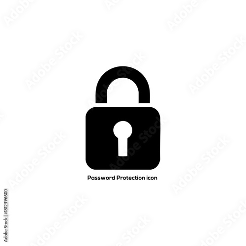 Data access security icon with database and shield, secure storage symbol for cybersecurity, cloud computing, privacy protection designs concept