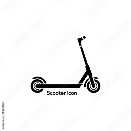 Electric Scooter Minimal Icon, Modern Urban Mobility Symbol for Eco Transport, Ride Sharing Apps, City Commuter Vehicle Design Concept

