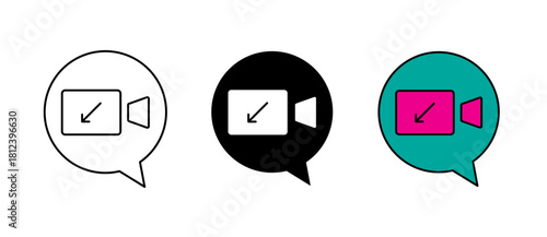 Video Call Icon illustration for communication and online meeting interfaces with stroke filled and colored icon set.