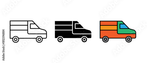 Courier Van Icon illustration for delivery, logistics, and shipping services with stroke filled and colored icon set.
