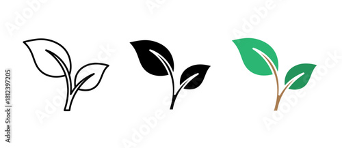 Eco-Friendly Leaf Icon illustration for sustainability and nature concepts with stroke filled and colored icon set.