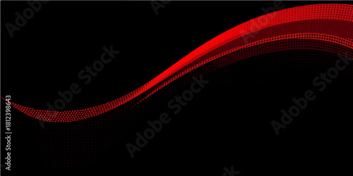 Futuristic abstract red and black wave pattern background with digital curve lines