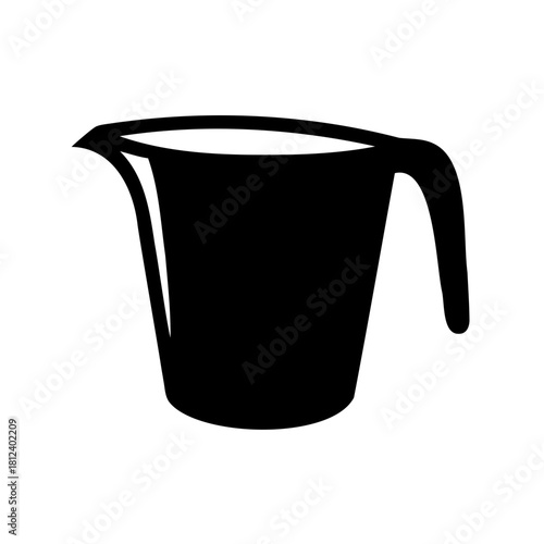 Silhouette of a black measuring cup with a handle and spout