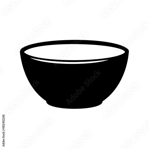 Simple black bowl illustration, a useful graphic for food and design applications