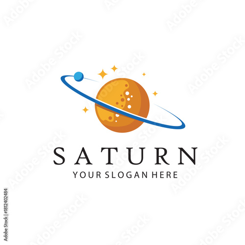 design of planet saturn with stars isolated on white background