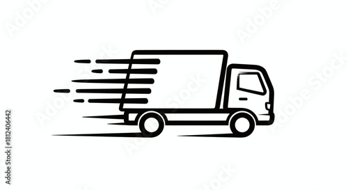 Fast delivery truck icon moving quickly isolated on