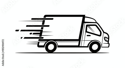 Fast delivery truck icon in motion isolated on