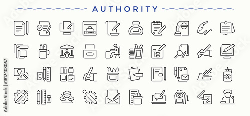 Authority modern icon set. Modern thin line style icons. Handwriting icon collection. Included typing, pen, write, education, stationery and more.