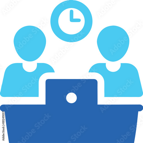 Office Desk Team Icon for Workplace Collaboration