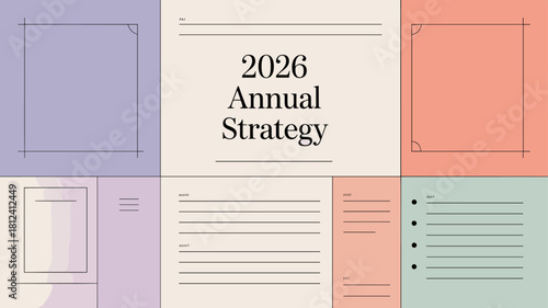 A visually engaging annual strategy plan designed for the year 2026. 