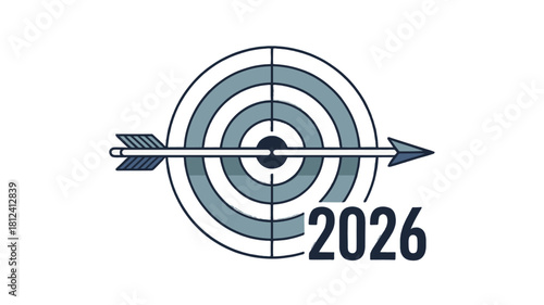 An arrow hits the center of a target, signifying the goal of 2026.