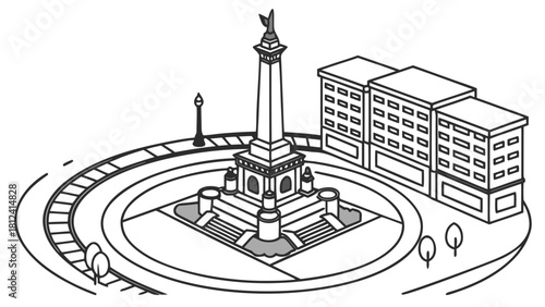 Indianapolis Monument Circle clean outline