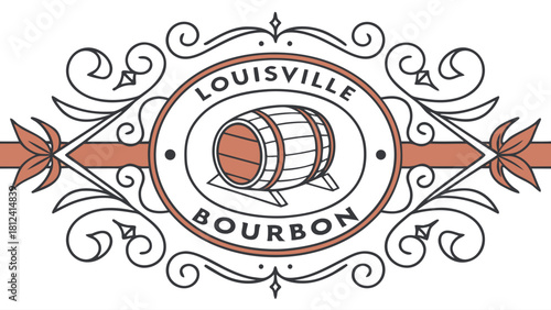 Louisville Bourbon Barrel Heritage Badge – Vintage Kentucky Distillery Design with Classic Whiskey Craft Aesthetic