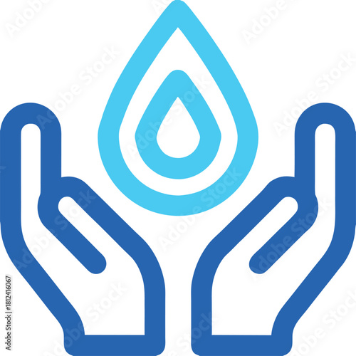 Water Drop Hand Icon for Water Protection