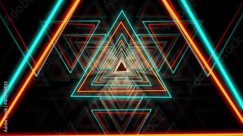 VJ Loop Neon Cyber Room Teal and Orange 10 second futuristic neon cyber room with pulsing lights and cinematic glow