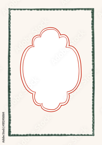 Watercolor Template Frame. Cozy winter design. Hand painted element for invitation, social media and posters.