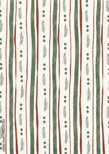 Watercolor striped background. Cozy winter design. Hand painted element for invitation, social media and posters.