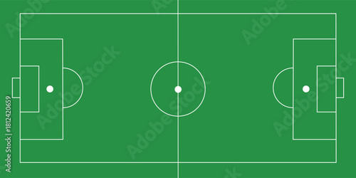 Football field. Football field lines style. Black field and stadium outline scheme on white background.