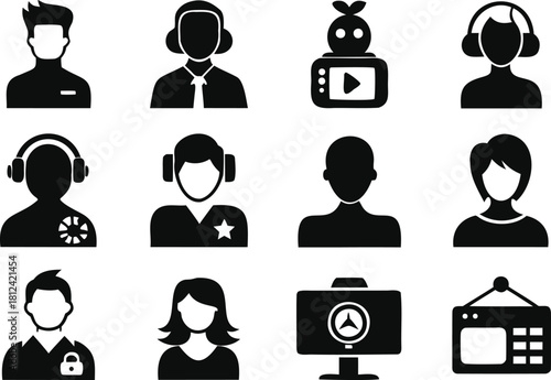 Diverse People and Technology Icons Set Keywords: icon, people, technology, avatar, user