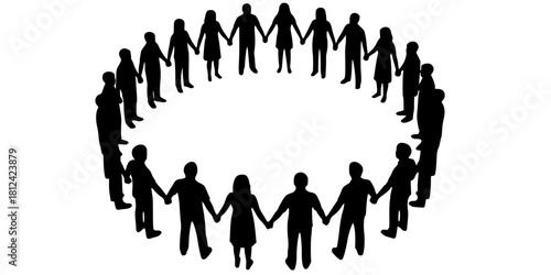 Community Inclusion Group Therapy Circle Silhouette Vector