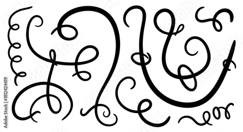 Intricate black and white abstract line art design with swirling patterns and decorative elements