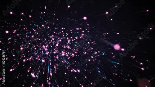 Purple firework explosion bright sparkling particles