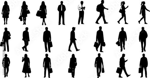 Silhouettes of people related to the theme of shopping. Vector illustration, EPS version.